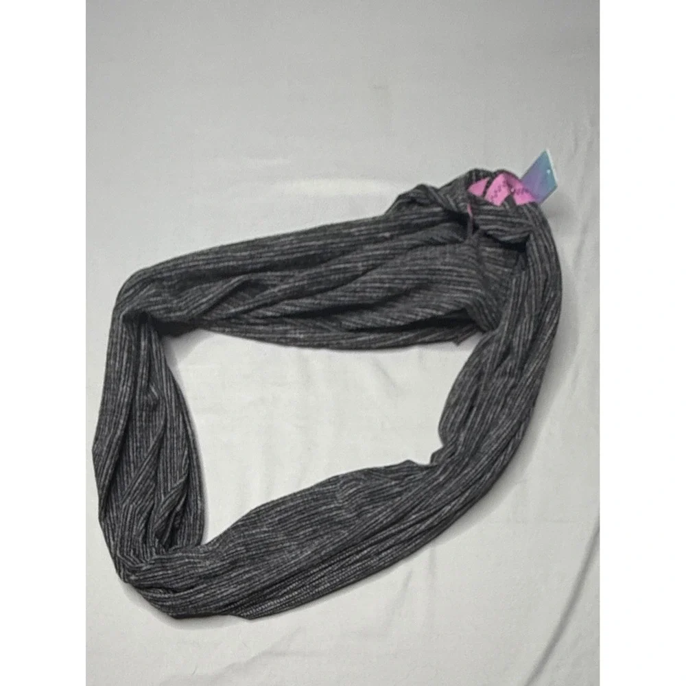 Ivivva Village Chill Scarf Grey Space Dye Pink Trim Snap Infinity NWT T8